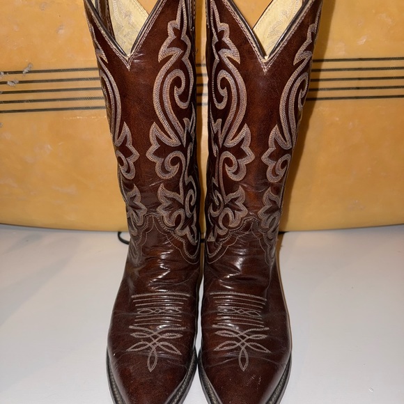 Brown Justin Cowboy Boots - Picture 7 of 9